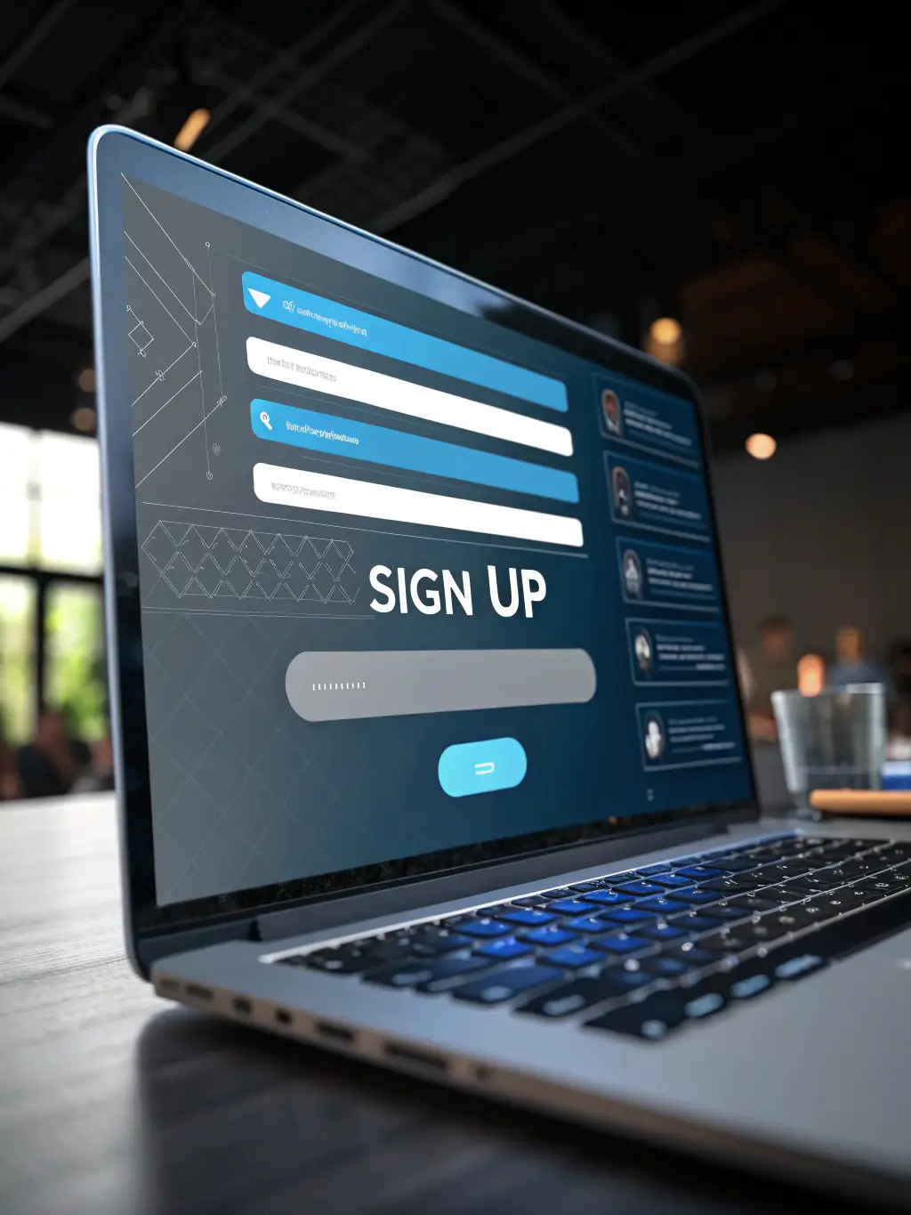 A clean, professional image illustrating the first step: 'Sign Up'. The image should show a user-friendly interface with a clear call-to-action button.