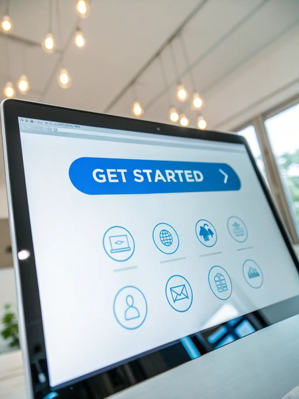 A visual representation of the first step: 'Sign Up'. The image should show a clean, user-friendly interface with a clear call-to-action button. The scene should convey ease and accessibility.